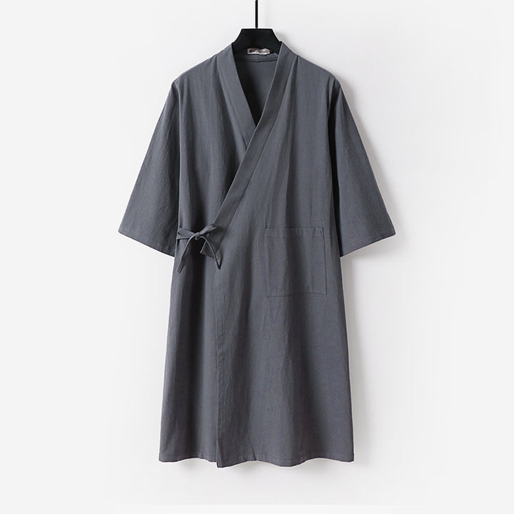 Damen Kimono-Wickelkleid mit Bindegürtel und aufgesetzten Taschen Drune