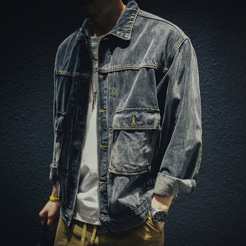 Herren Lässige Denim Jacke mit praktischen Taschen Drune