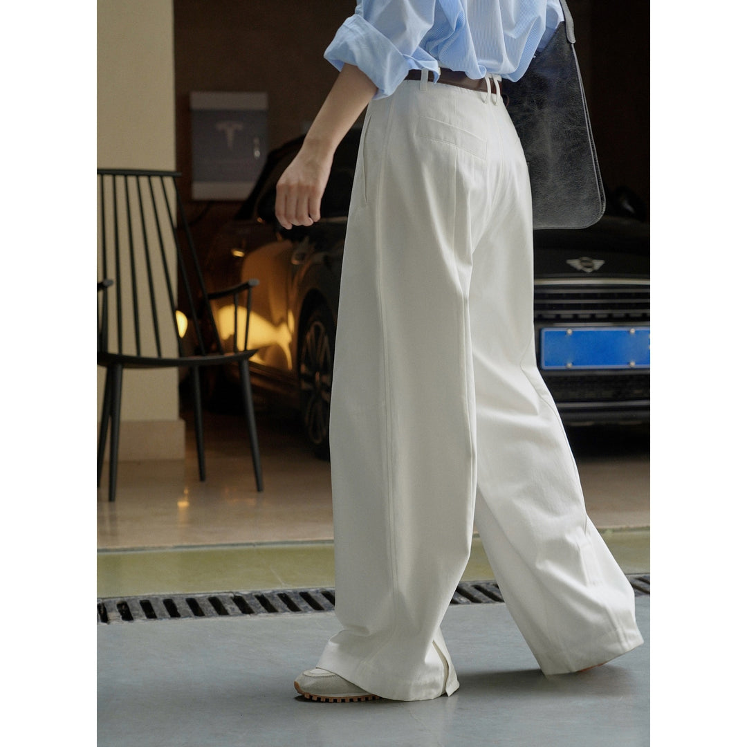 Damen Hochtaillierte Bundfaltenhose mit extra weitem Bein und Eingrifftaschen Drune