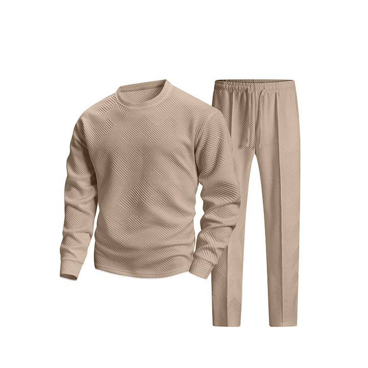 Herren Texturierter Lounge-Set aus Sweat mit Slim-Relax Jogginghose Drune