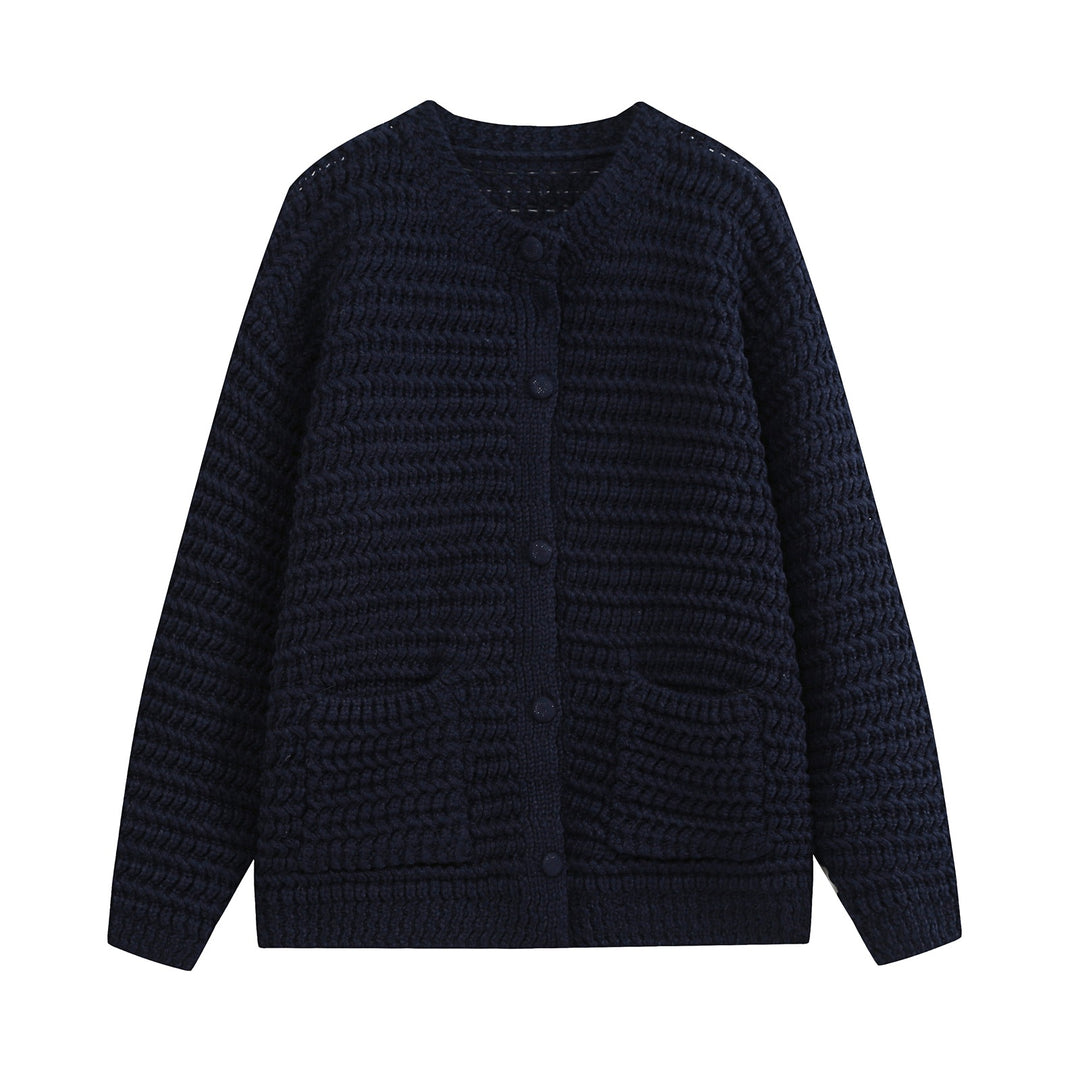 Damen Grobgestrickte Cardigan‑Strickjacke mit Struktur‑Muster und aufgesetzten Taschen Drune