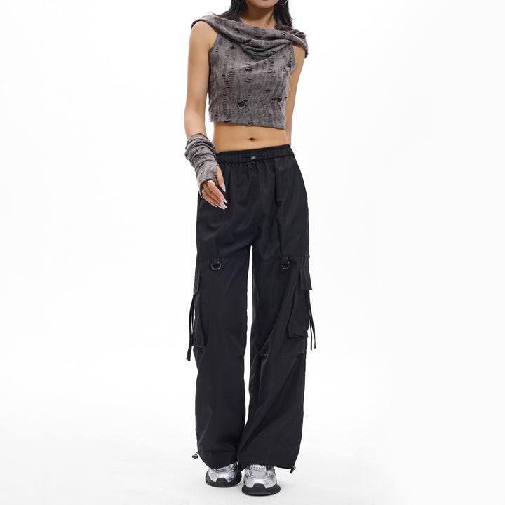 Herren Weite Cargo‑Hose mit Tunnelzugbund, D‑Ring‑Details und verstellbarem Saum Drune