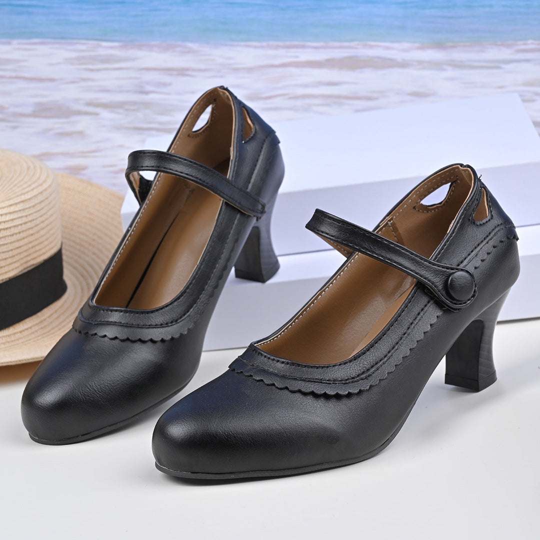 Damen Absatzschuhe mit verstellbarem Riemen und eleganter Schnalle Drune