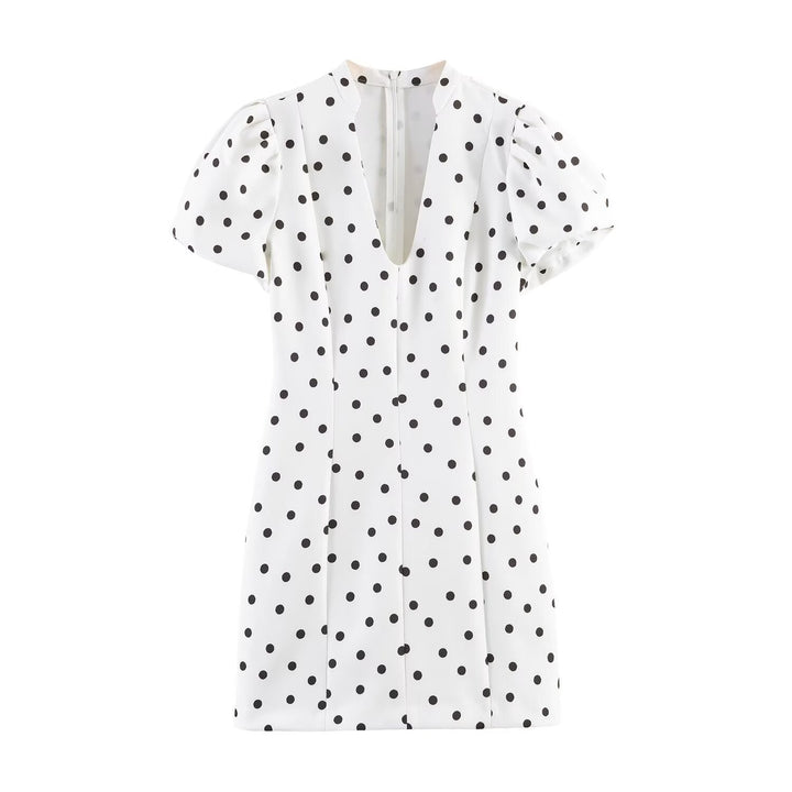 Damen Minikleid mit weitem Puffärmel und elegantem V-Ausschnitt Drune