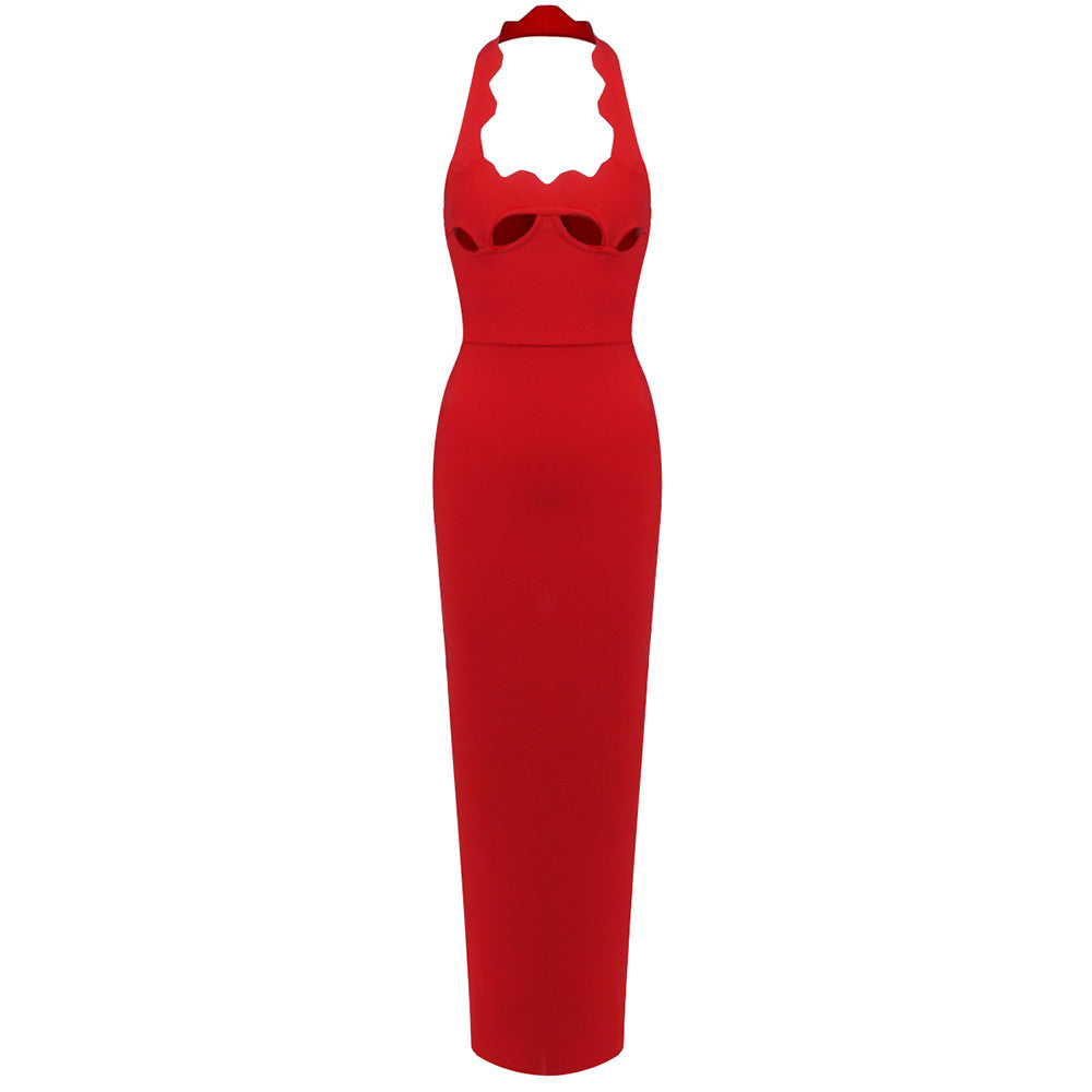 Damen Elegantes figurbetontes Abendkleid mit raffiniertem Ausschnitt Drune