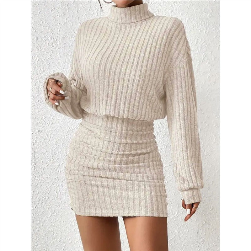 Damen Strickkleid mit Rollkragen und angeschnittenen Ärmeln Drune