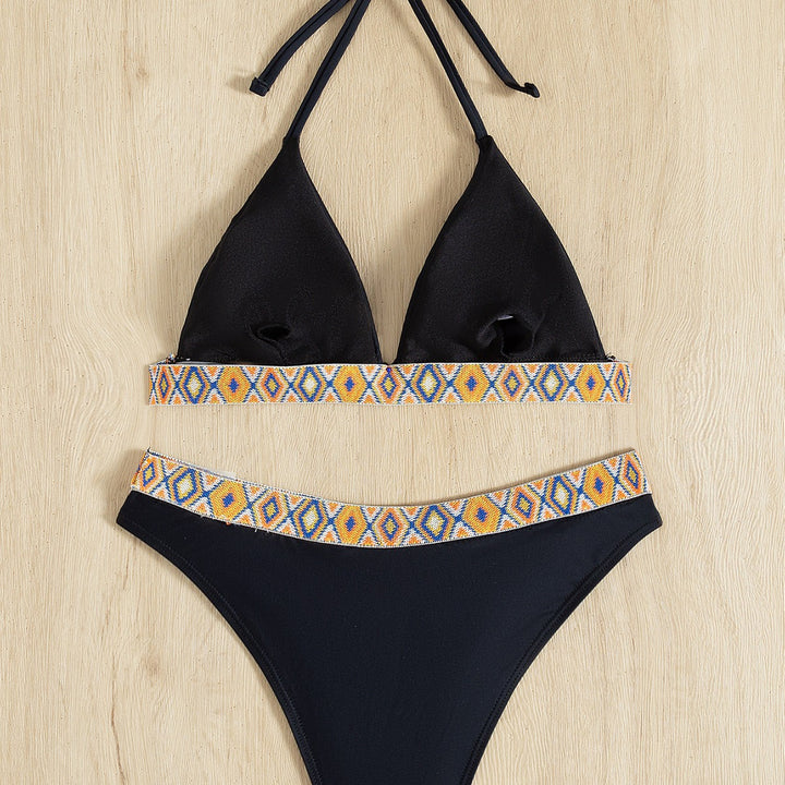 Damen Triangel-Bikini mit dekorativem Tribal-Band Drune