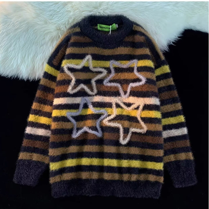 Damen Gemütlicher Strickpullover mit Sternenmotiv Drune