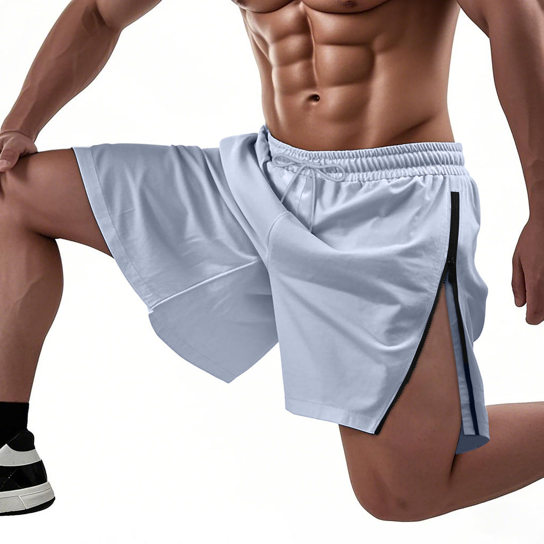 Herren Sportliche Funktionsshorts mit seitlichem Reißverschluss und elastischem Bund Drune