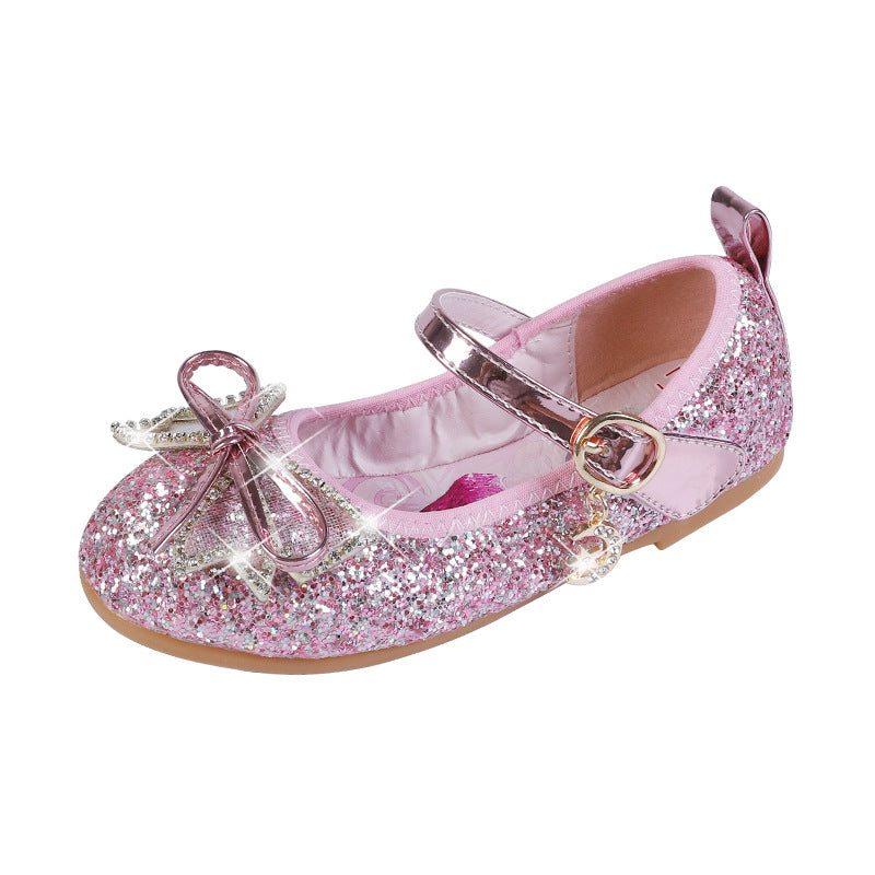 Mädchen Glitzernde Ballerina-Schuhe mit Schleifen- und Strassverzierungen Drune