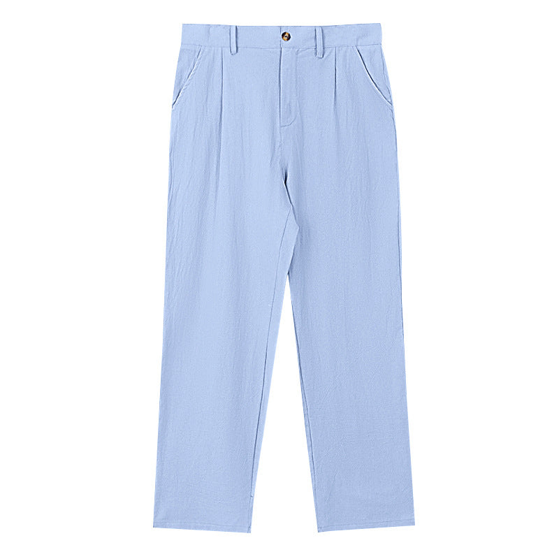 Herren nan elegante Bundfaltenhose aus leichtem Baumwollmix mit geradem Schnitt und Gürtelschlaufen Drune