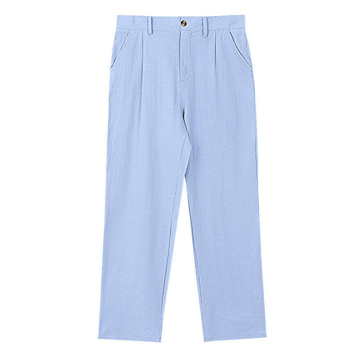 Herren nan elegante Bundfaltenhose aus leichtem Baumwollmix mit geradem Schnitt und Gürtelschlaufen Drune