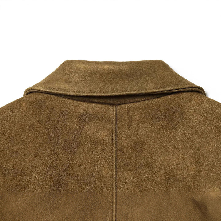 Damen nan kurzgeschnittene Veloursimitat-Übergangsjacke mit Hemdkragen und verdeckter Knopfleiste Drune