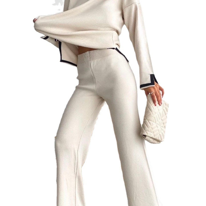 Damen entspannendes Loungewear-Set mit kontrastierenden Saumdetails Drune