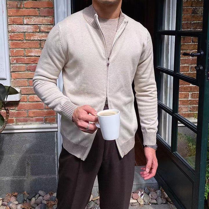 Herren Eleganter Strickpullover mit Stehkragen Drune