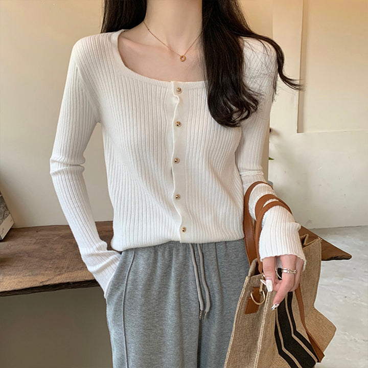 Damen Langarm-Cardigan mit Rundhalsausschnitt und strukturiertem Rippenmuster Drune