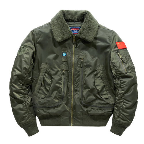 Herren Bomberpilotjacke mit Teddykragen und Multifunktions-Taschen Drune