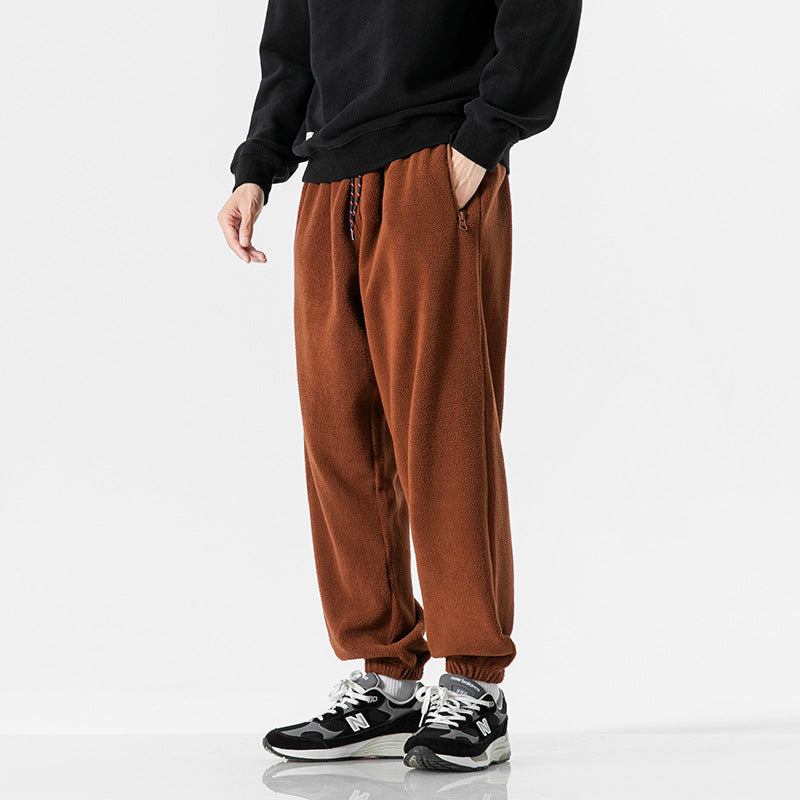 Herren Weit geschnittene Fleece-Jogginghose mit elastischen Bündchen und Eingrifftaschen Drune