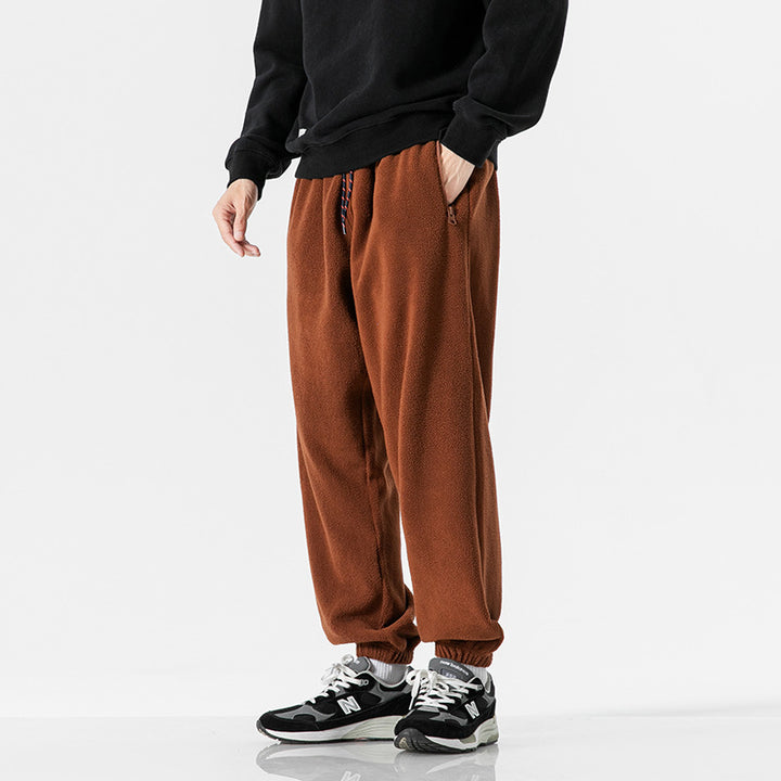 Herren Weit geschnittene Fleece-Jogginghose mit elastischen Bündchen und Eingrifftaschen Drune
