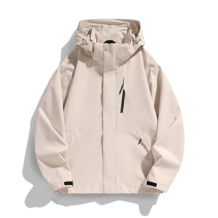 Damen Wasserabweisende Kapuzen‑Übergangsjacke mit verstellbarer Kapuze, verdeckter Frontblende und Multifunktionstaschen Drune