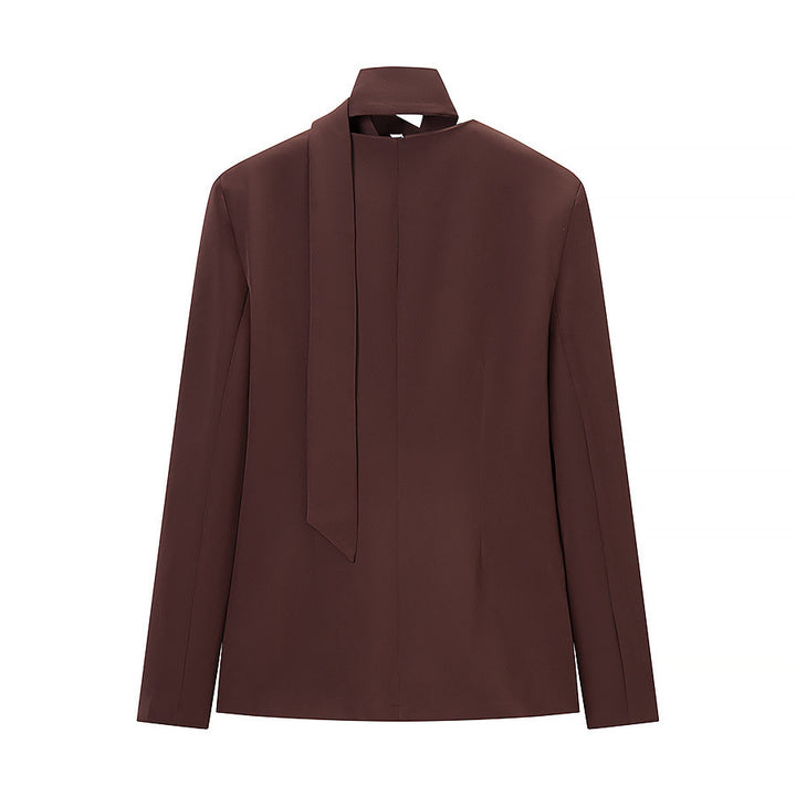 Damen Taillierter Kurzblazer mit Schluppe, V-Ausschnitt und Pattentaschen Drune