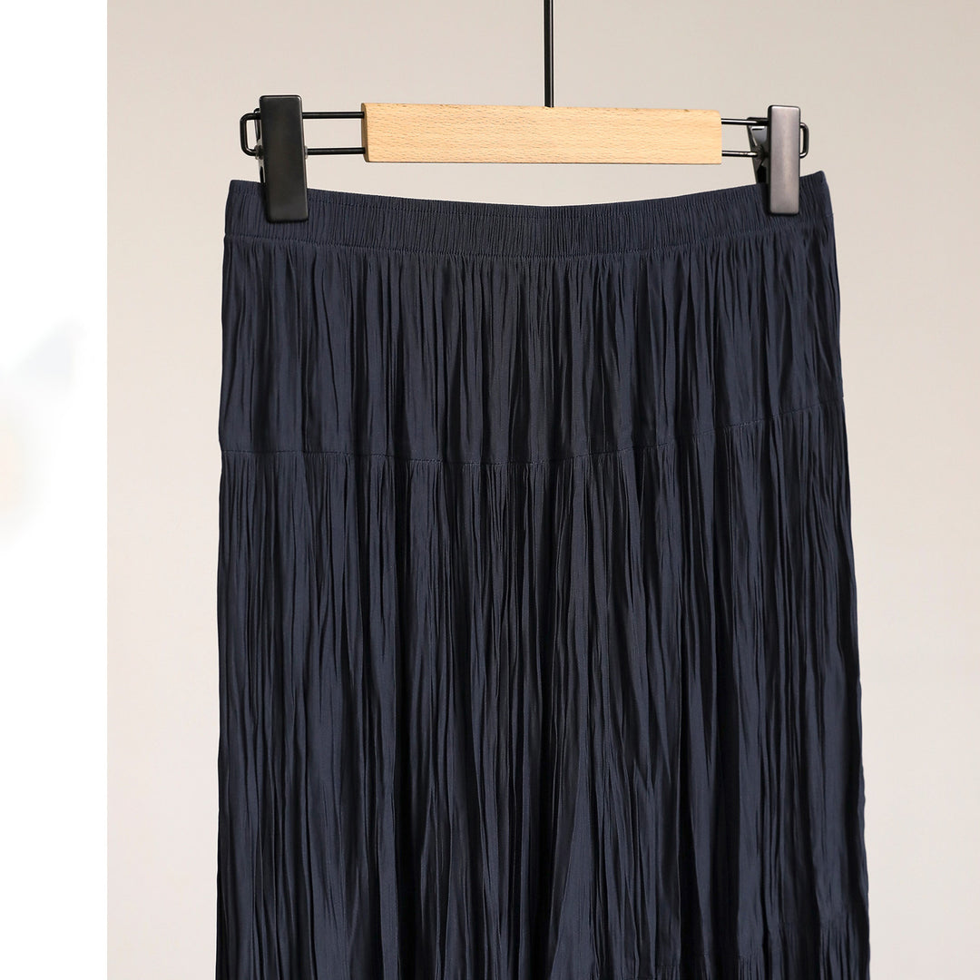 Damen Eleganter Faltenrock mit hohem Bund und fließendem Stoff Drune