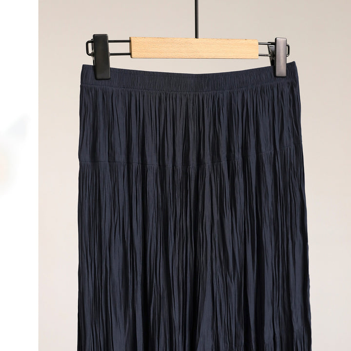 Damen Eleganter Faltenrock mit hohem Bund und fließendem Stoff Drune