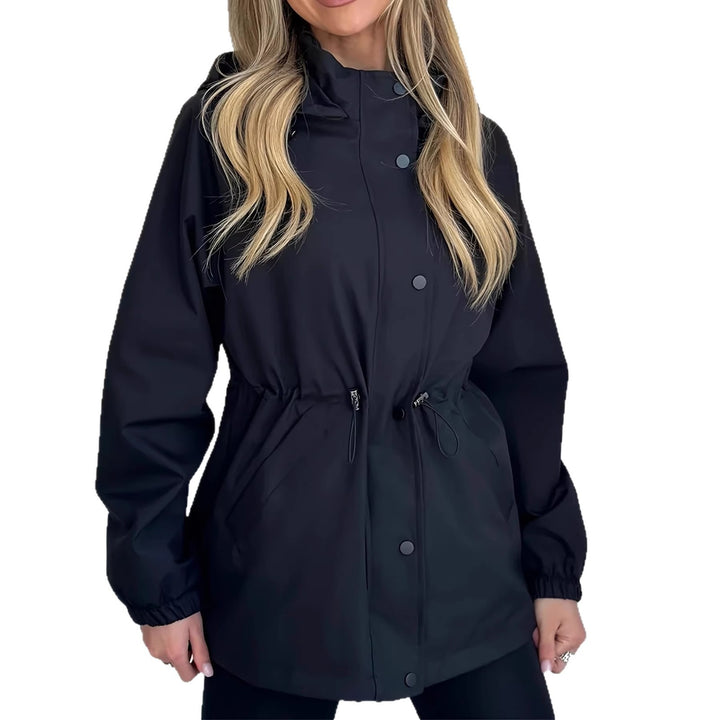 Damen Wasserabweisender Kurzparka mit Kapuze, Tunnelzug und Druckknopf-Leiste Drune