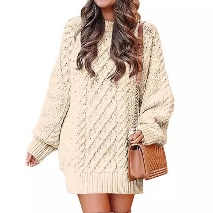 Damen Großer Strickpullover mit Zopfmuster und lässigem Schnitt Drune