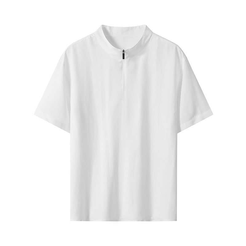 Herren Kurzarm‑Halbzip‑Shirt mit Stehkragen und Relaxed‑Fit Drune