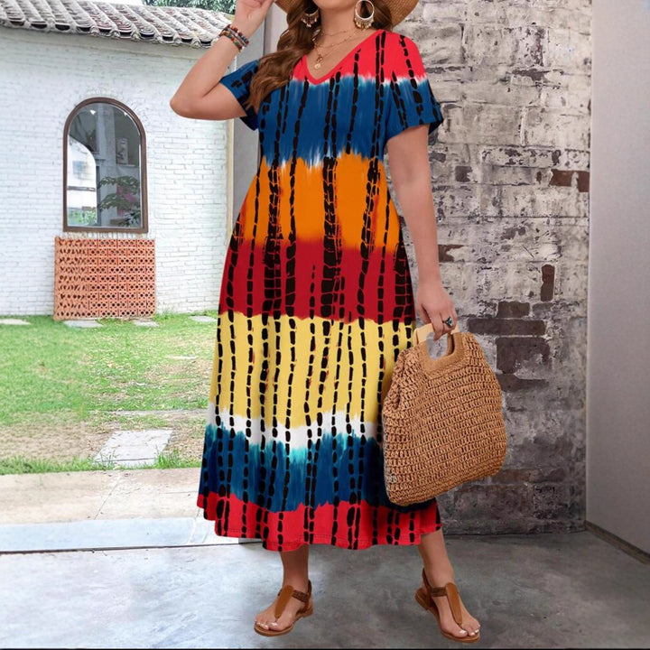 Damen Maxikleid mit modernem Farbverlauf und grafischem Muster Drune