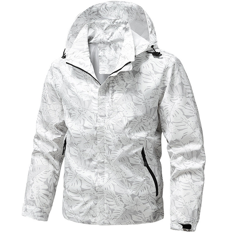 Herren Leichte Outdoor-Jacke mit Kapuze und Print Drune