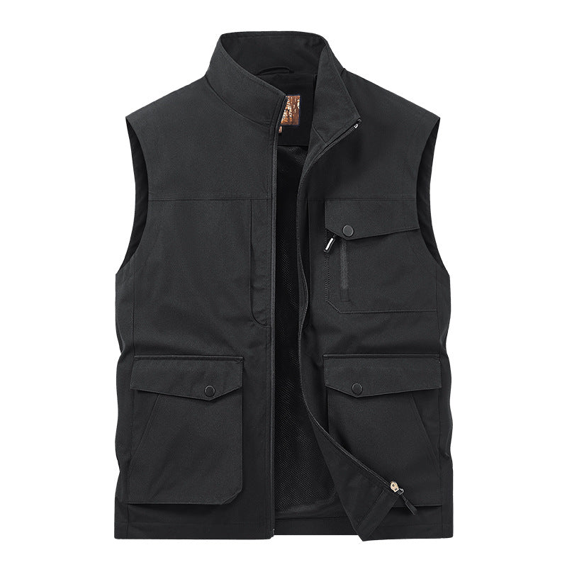 Herren Outdoor-Utilityweste mit Multitaschen, Reißverschluss und Meshfutter Drune