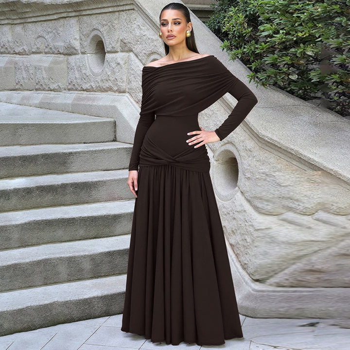 Damen Wickelkleid mit voluminösem Rüschensaum und elegantem Off-Shoulder-Design Drune