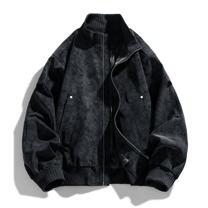 Herren Modische Bomberjacke aus Kunstleder Drune