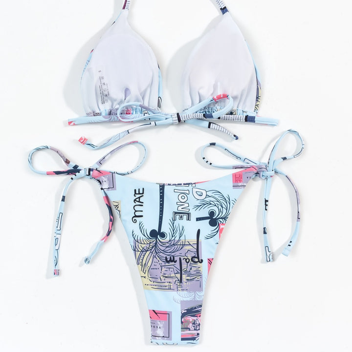 Damen verstellbarer Triangel-Bikini mit modischem Druck Drune