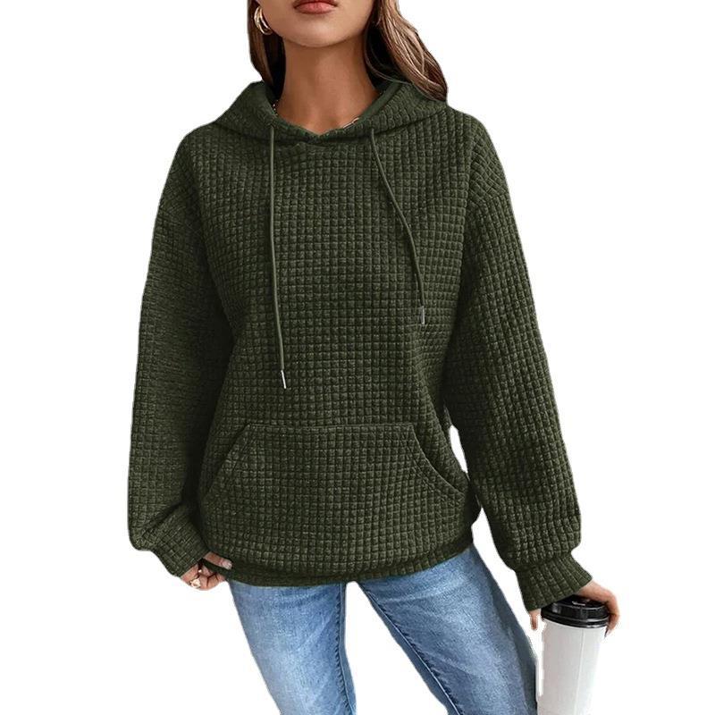 Damen lässiger Hoodie mit strukturierter Oberfläche und praktischer Kängurutasche Drune