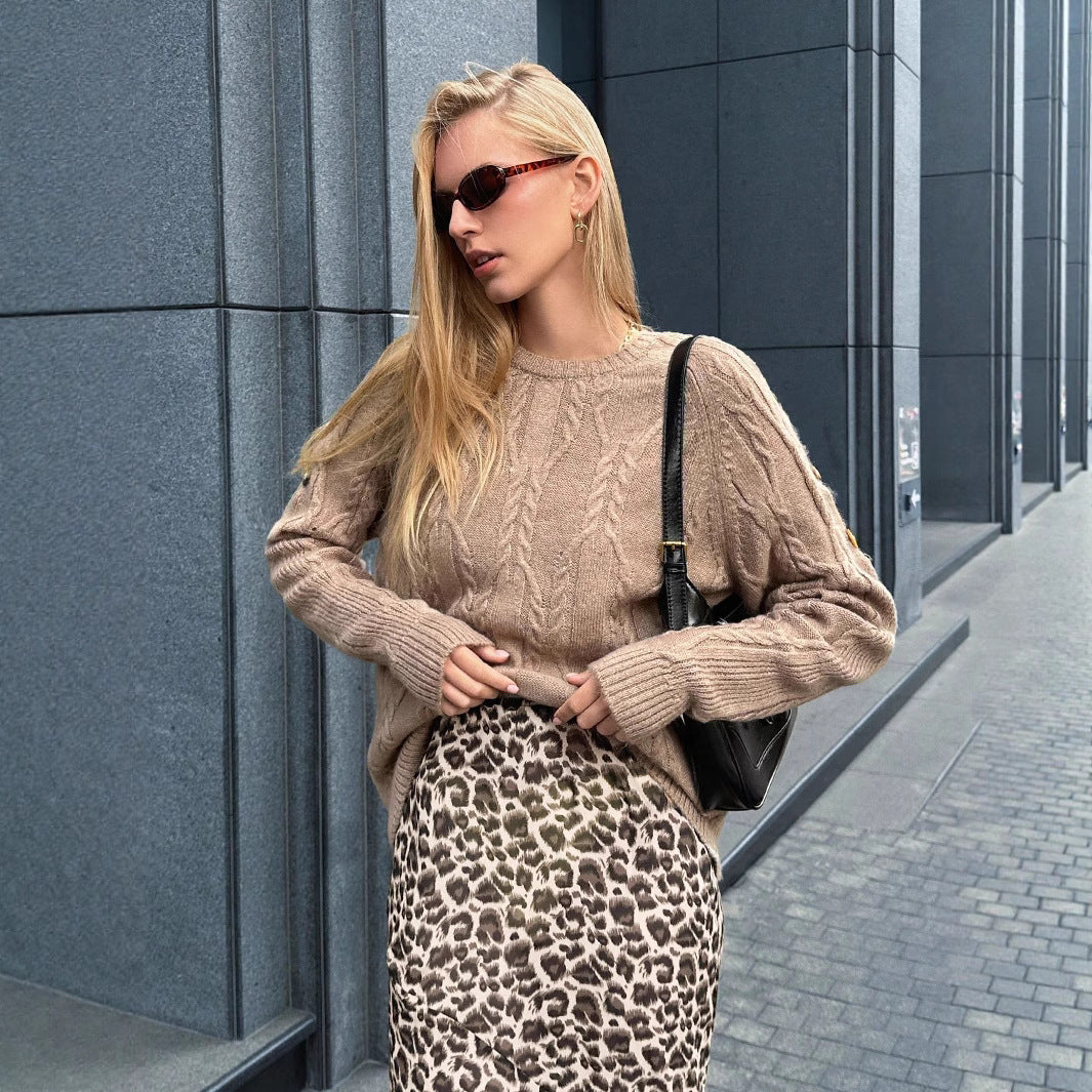 Damen Pullover mit Kabelstrickmuster und lässigem Schnitt Drune
