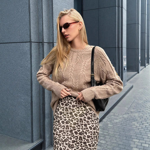 Damen Pullover mit Kabelstrickmuster und lässigem Schnitt Drune
