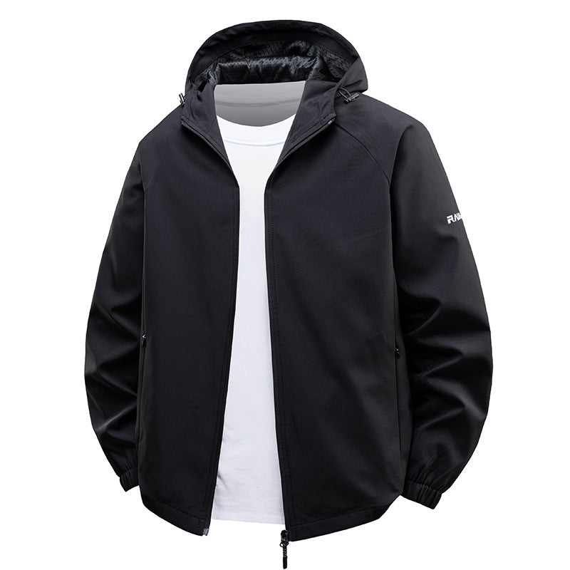 Herren  leichte wasserabweisende Kapuzen-Shell-Jacke mit atmungsaktivem Mesh-Futter Drune