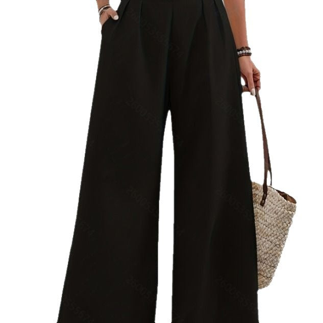 Damen Elegante und weite Bundfaltenhose Drune
