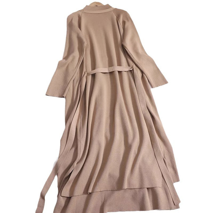 Damen eleganter Longmantel mit asymmetrischem Schnitt und hohem Kragen Drune