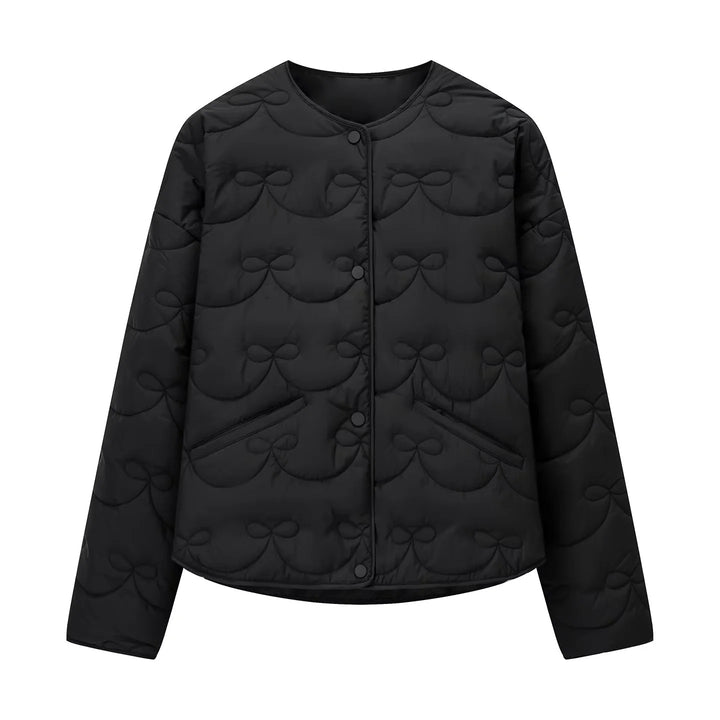 Damen nan leichte Steppjacke im Rundhalsdesign mit Schleifensteppung und verdeckter Druckknopfleiste Drune