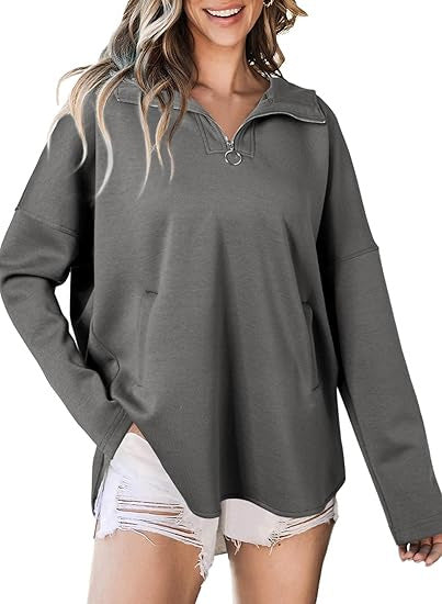 Damen lässiger Kapuzenpullover mit Reißverschluss Drune