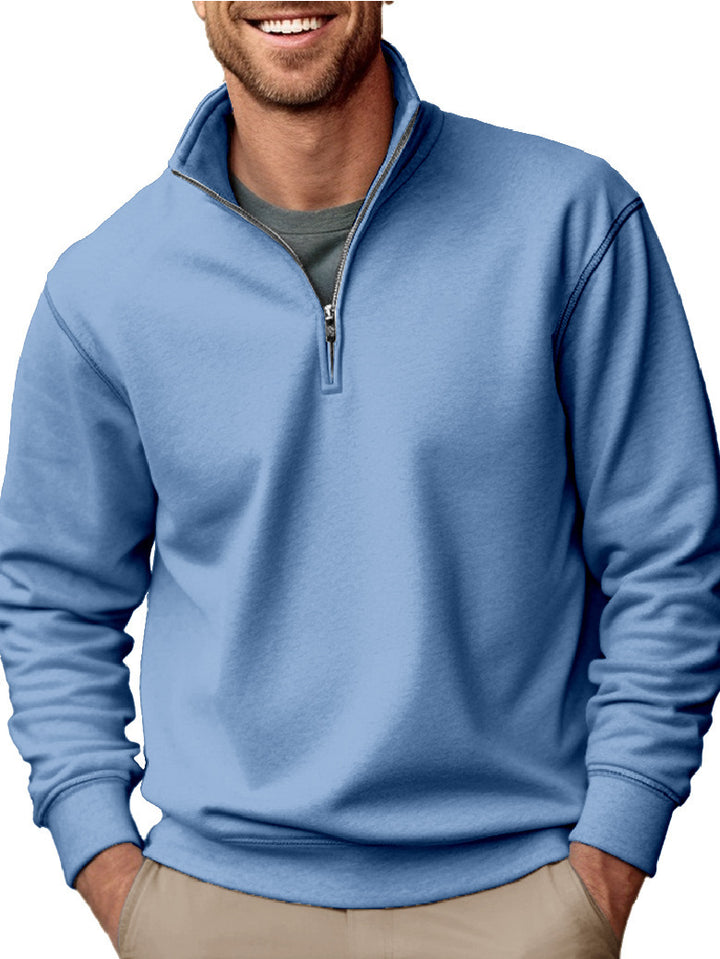 Herren nan Halbzip-Sweatshirt mit Stehkragen und weichem Fleece-Innenfutter Drune