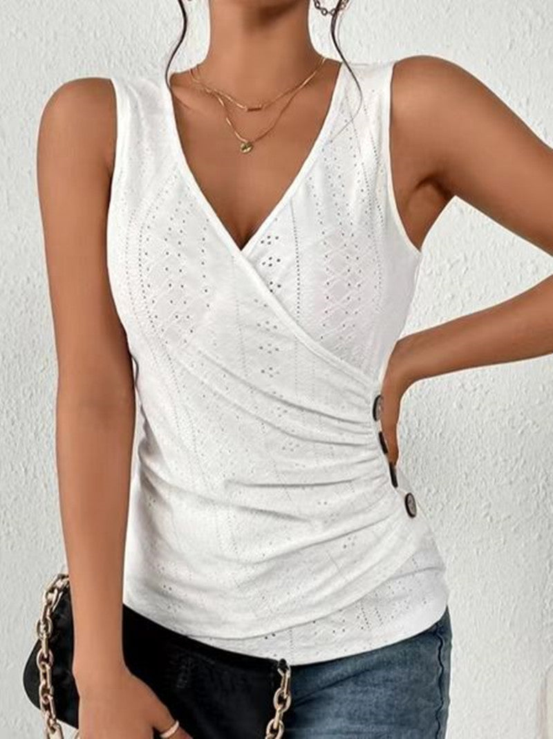 Damen Wickeloberteil mit dekorativem Knopfdetail und trendiger Strickstruktur Drune