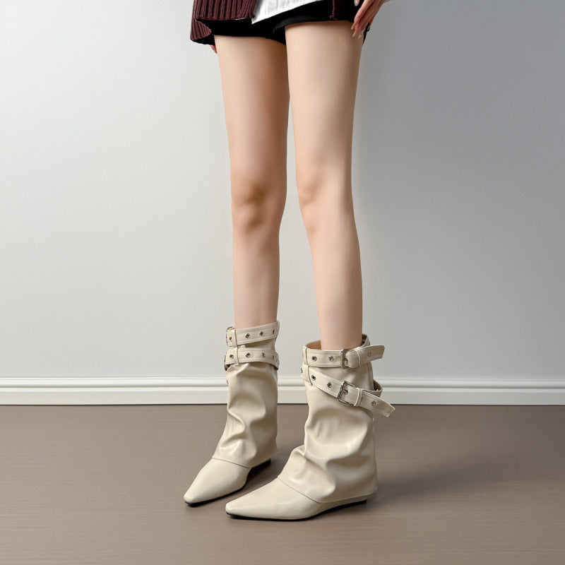 Damen Modische und elegante Knöchelstiefel Drune