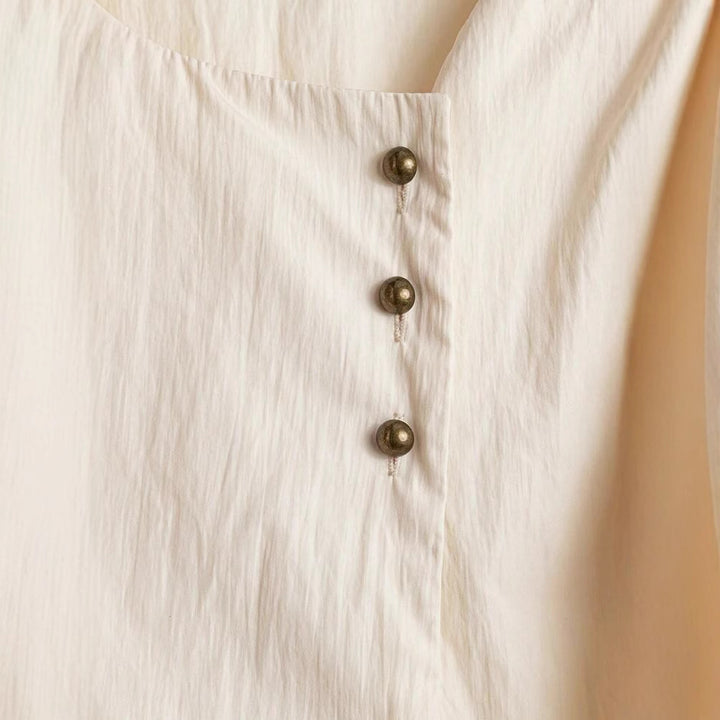 Damen Elegantes Wickeloberteil mit Knopf- und Schleifendetails Drune