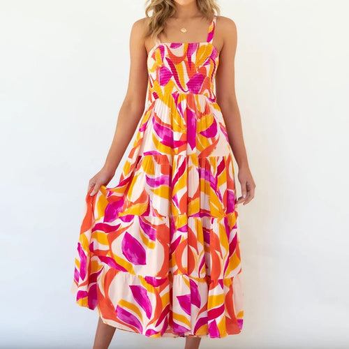 Damen Maxikleid mit voluminösem Rock und schulterfreien Trägern Drune