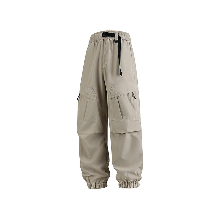 Herren Weite technische Cargo-Joggerhose mit elastischem Tunnelzugbund und Mehrfachtaschen Drune